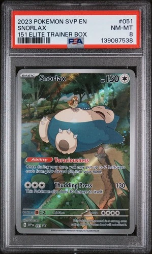 2023 POKEMON SVP EN-SV BLACK STAR PROMO 051 SNORLAX 151 ELITE TRAINER BOX PSA 8