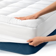 Cloud-Like Full Size Mattress Topper - 100 Cotton Top Mattress Pad for Back ...