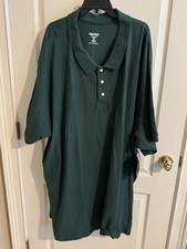 NWT King Size Brand Men's Big  Tall Dark Green Golf Polo Shirt 7XL 100 Cotton