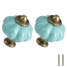 Celadon Pumpkin Knobs 6 Pack Ceramic Cabinet Knobs Vintage Drawer Pulls - Ant...
