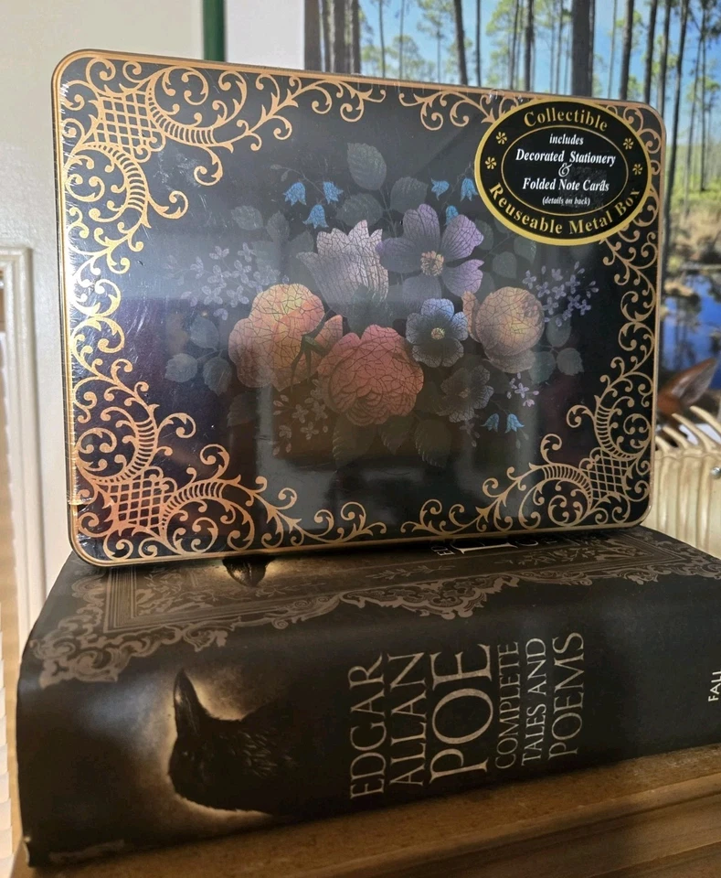 Estuche Papelería Floral Metal Lata Set - 20 Hojas de Escritura, Tarjetas y Sobres EE. UU. Foto 2 de 4