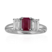 Silberring Mit Kenianischem Rubin Und Brasilianischem Topas, 1,24Ct- Echtschmuck