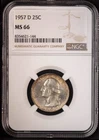 1957-D Washinton Quarter 25c NGC MS66 Rainbow Toned Reverse