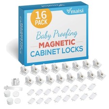 Strong Adhesive Magnetic Cabinet Locks Pack   16 Locks  2 Keys for Child Safety