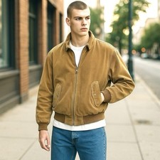 LL Bean Jacket Mens Size 42 Large Brown Corduroy Wool Lined USA Made Vintage
