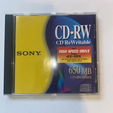 Sealed Sony CD-RW 650 MB CD ReWritable CD-RW650HS