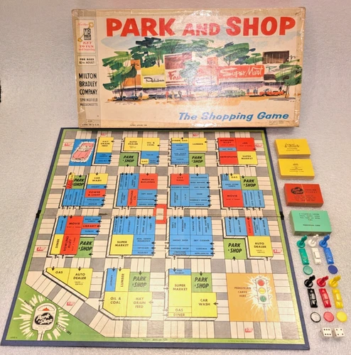 VTG 1960 Park & Shop Board Game Milton Bradley 4300 Not Complete