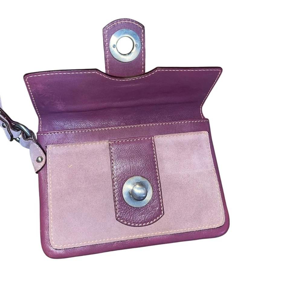 Bolsa de pulso Marc Jacobs couro liso e camurça vintage malva lavanda - Imagem 3 de 4