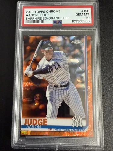 2019 Topps chrome sapphire Orange Refractor Aaron Judge #150 /10 PSA 10 GEM MINT