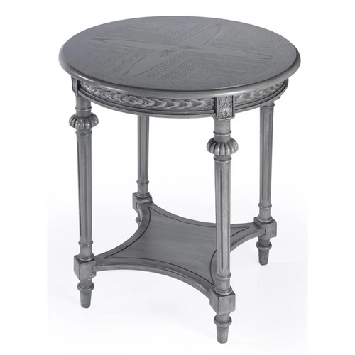 Butler Hellinger Round Gray Wood Lamp Table - Picture 9 of 9