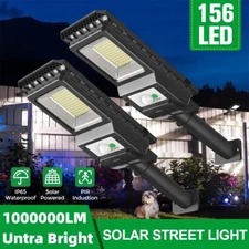 2PACK Commercial Solar Street Light LED Lamp Outdoor Dusk To Dawn Wall Flood