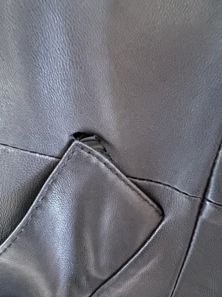 Joe’s Lambs Leather Soft Mid Length Navy Coat Womens Size Small $1200 - Image 3 of 4