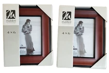 Malden International Designs Redwood Fashion Wood Picture Frame 4 x 6 Black Trim