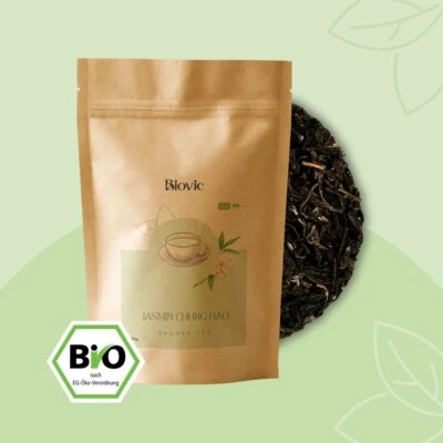 Jasmin Chung Hao Bio Grüner Tee blumig süß koffeinhaltig lose Teeblätter Biovic