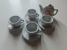 Mini Ceramic Porcelain Sweet Princess Tea Set 10 Pcs - Pot, Lid, Cups, Saucers