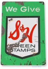 TIN SIGN S & H Green Stamps Metal Décor Art Kitchen Store Shop A601