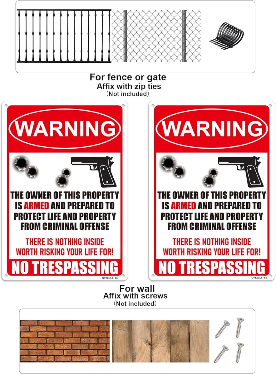 Aazon.co: Lineshading 4 Pcs Posted No Trespassing Signs Private Property Weatherproof No