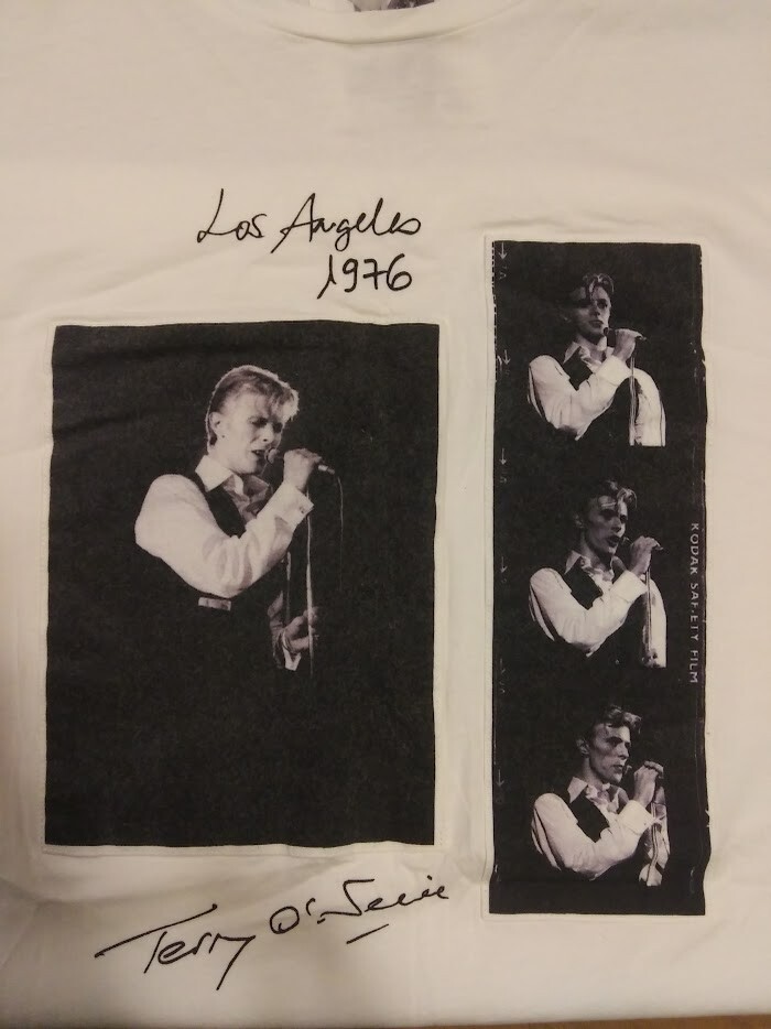 T-shirt Collector David Bowie Par Terry O'Neil - Coton Mercerisé Gris, Taille M, Neuf