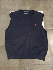 Vintage Polo Ralph Lauren Navy Red Pony Pima Cotton Golf Vest V-Neck Size XL