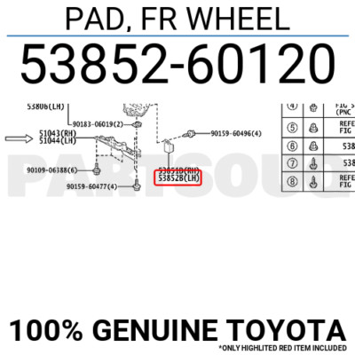 その他 prada 5385260120 Genuine Toyota PAD, FR WHEEL 53852-60120 | eBay