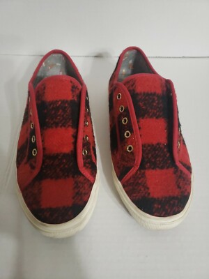 Old Navy Women's Sneakers Size Red Black Plaid Lace Up