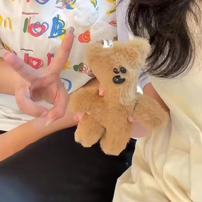 Brown Plush  Keychain Make Sound Kawaii Bear Doll Bag Pendants Chain _r1