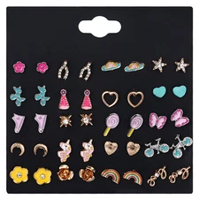 20 Pairs Women's Girls Hypoallergenic Cute Studs Earrings Stainless Steel Post