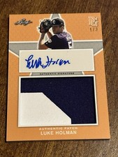 LUKE HOLMAN 2020 Leaf Perfect Game JERSEY PATCH AUTOGRAPH #1/3 LSU TIGERS, REDS