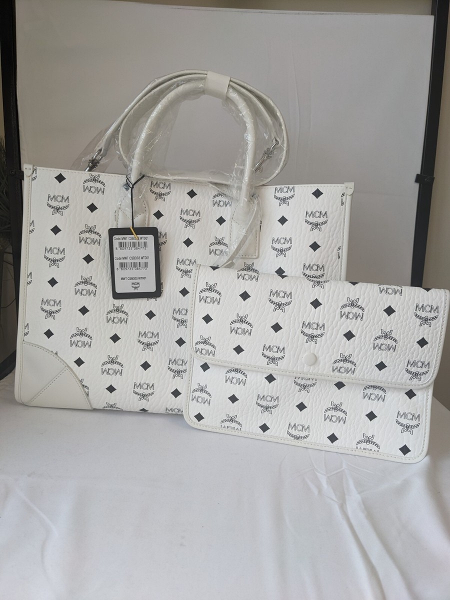 [MCM]★韓国人気★Munich Visetos Tote MCM Women Munchen Tote in visetos canvas Large White | eBay