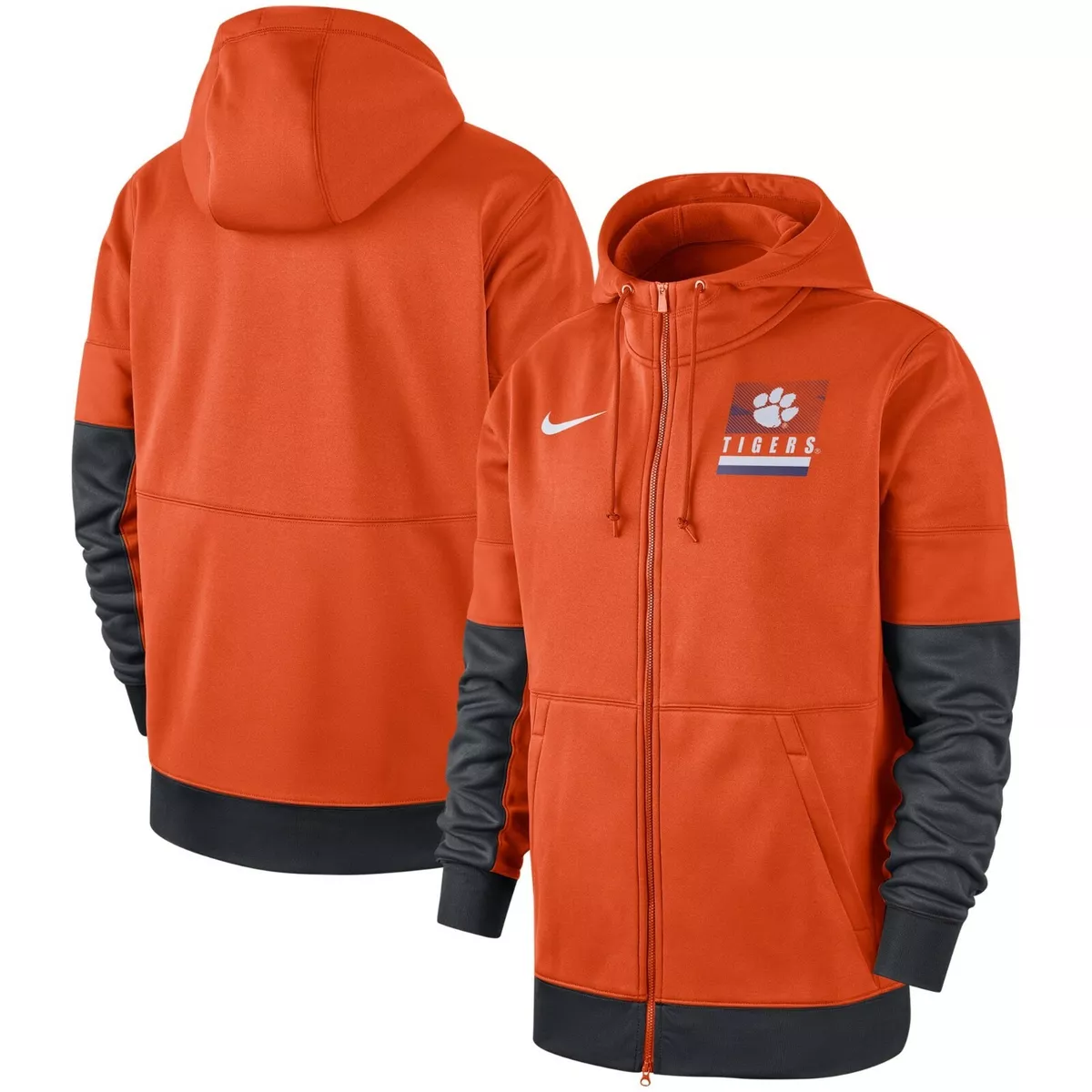 Mens Clemson Tigers Nike Sideline Full Zip Performance Hoodie