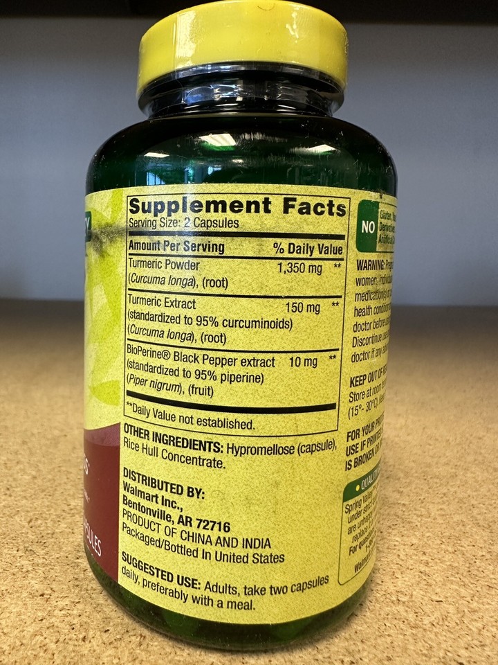 Spring Valley TZWAL6837 Turmeric Curcumin 500mg with 50mg Ginger Powder