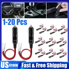 12V~24V Fused Male Car Cigarette Lighter Socket Plug Connector Cable Leads LOT