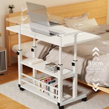 Height Adjustable Small PC Computer Desk Mobile Overbed Table Laptop Stand Shelf