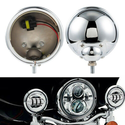 2x Motorcycle 4.5'' Inch Fog Light Passing Spot Lights Chrome Housing For Harley