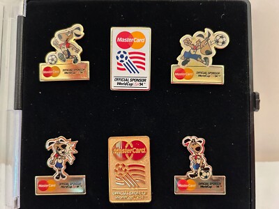 World Cup 1994 USA FIFA Six Pin Dog Mascot Set MasterCard Sponsor