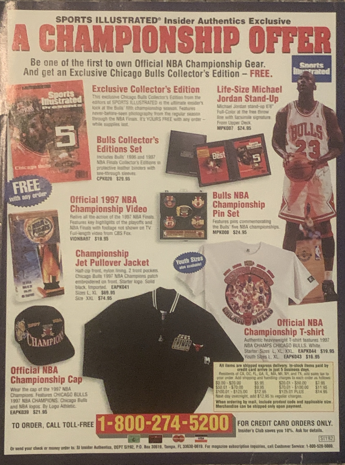 1997 chicago bulls nba finals merchandise print ad page michael jordan vtg 1990s