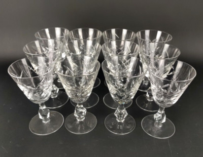 SET OF 12 GRACE GRC1 WINE GLASSES 5 OZ WITH CUT LEAF PATTERN