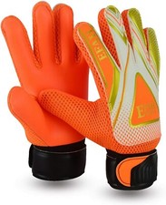 EFAH SPORTS Football Goalkeeper Gloves Soccer Goalie Glove Orange For Kids Boys