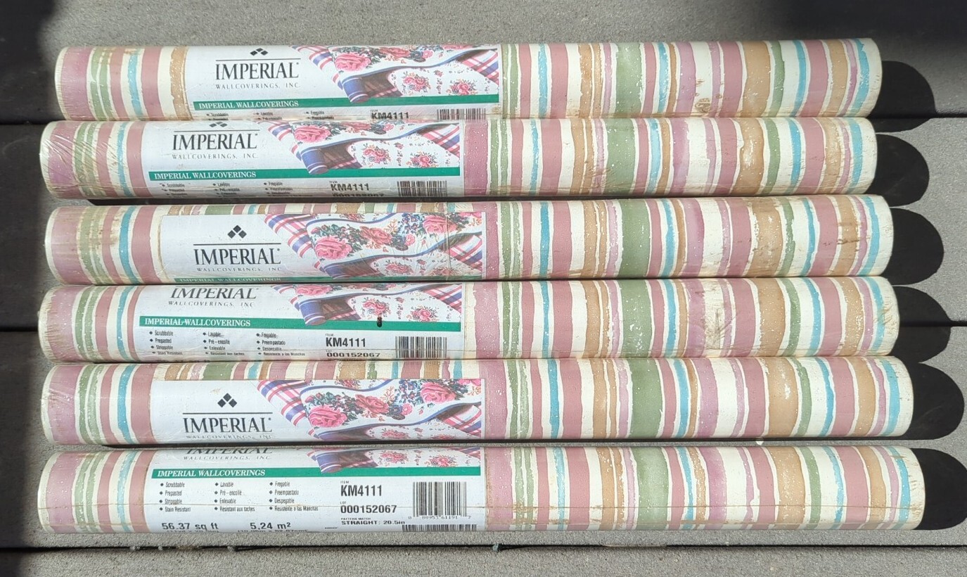6 Imperial Wallpaper Pre-Pasted Vintage Rolls 56.37 SQ Ft EA