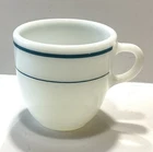 Vintage Pyrex Milk Glass Turquoise Band Restaurant Ware Cup / Mug 723-35