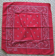 Vintage Paris Accessories Western Paisley Colorfast Red Bandana 20" x 21"