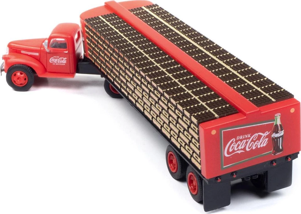 1941-1946 Chevrolet Tractor Red with Flatbed Bottle Trailer Coca-Cola Mini 1/87 - Image 2 of 3