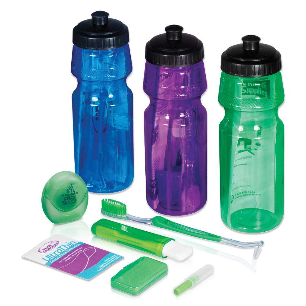 Plak Smacker 7-Piece Water Bottle Orthodontic Kit, Assorted, 24/Case