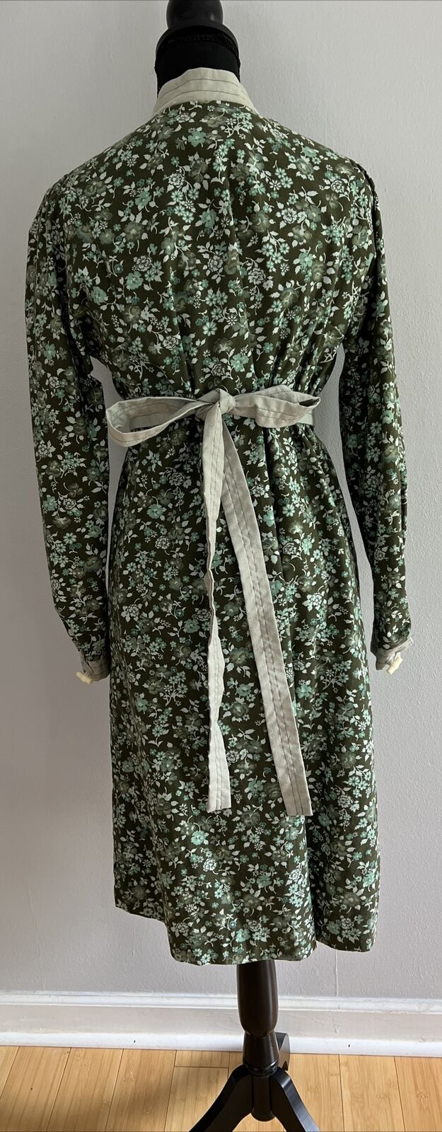Vtg Prairie Modest Dress Cottagecore Floral Green… - image 5