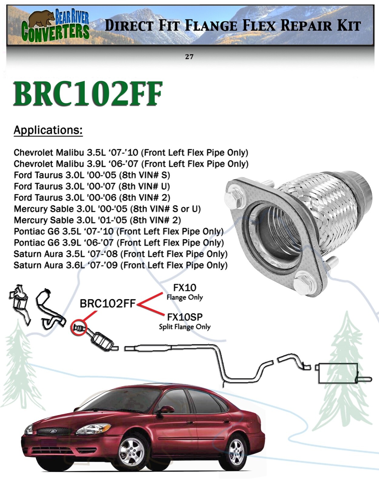 Flange Flex Coupling Exhaust Repair Pipe for Ford Mercury Pontiac Chevy