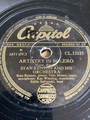 1949 STAN KENTON & HIS ORCHESTRA 10'' 78 ARTISTRY IN BOLERO JUMPS CAPITOL CL13155