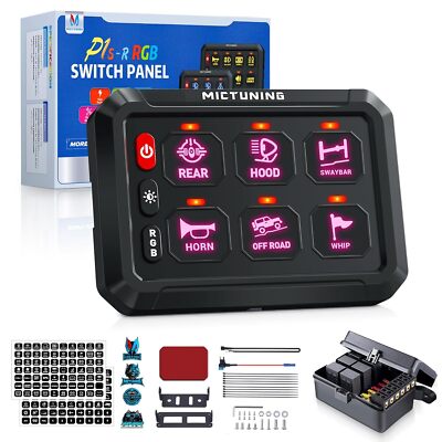 6 Gang Switch Panel,RGB On-Off Toggle Switch Circuit Control Relay System Box
