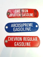 Lot of 3 Chevron aviation Arcosupreme Chevron Regular Gasoline Pump Tags