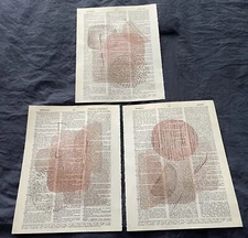 Abstract  Themed Dictionary Prints Set of 3