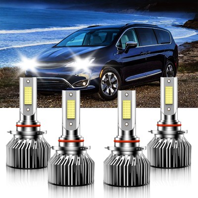 For Chrysler Pacifica 2017-2020 4X LED Headlight Bulbs 9005+9005 High Low Beam
